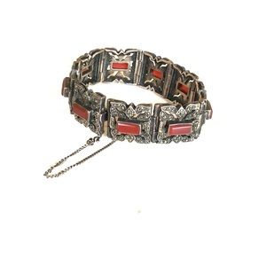 Beautiful vintage bracelet 925 silver w red stone